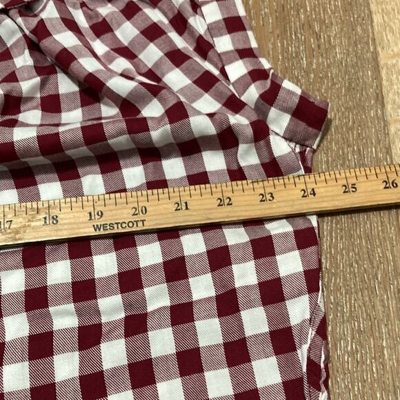 Madewell burgundy and white checked oversized blouse size XXS - Picture 5 of 7